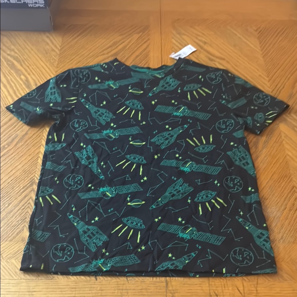 Black and Green Graphic T-Shirt